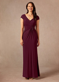 Azazie Marybeth Mother of the Bride Dresses Cabernet Mermaid V-Neck Sequins Lace Dress image5