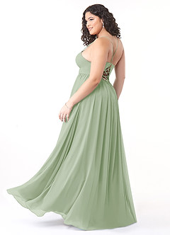 Azazie Aaida Bridesmaid Dresses Dusty Sage A-Line Corset Chiffon Dress image10