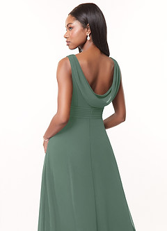 Azazie Karina Bridesmaid Dresses Eucalyptus A-Line Pleated Chiffon Dress image4