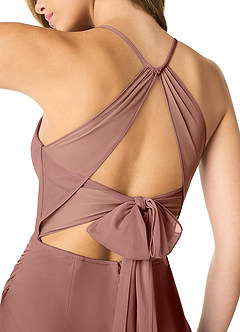 Azazie Dorita Final Sale Terracotta Mermaid Corset Mesh Dress image3