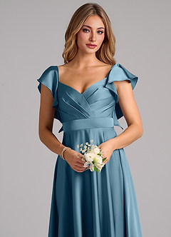 Azazie Leilani Bridesmaid Dresses Bermuda A-Line Ruched Stretch Satin Dress image5