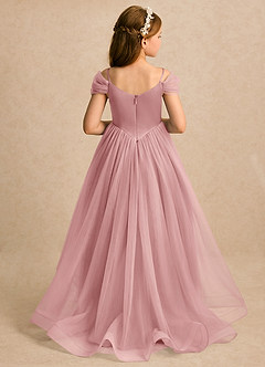 Azazie River Flower Girl Dresses Dusty Rose A-Line Pleated Tulle Dress image3