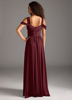 Azazie Lianne Brautjungfernkleider A-Linie Schulterfrei Stretch-Satin Kleid Cabernetrot image11