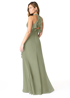 Azazie Aviv Robes de demoiselle d'honneur Robe Trapèze en Mousseline de soie Plissée Pistache image2
