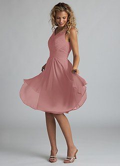 Azazie Grace Bridesmaid Dresses Dusty Rose A-Line Pleated Chiffon Dress image3