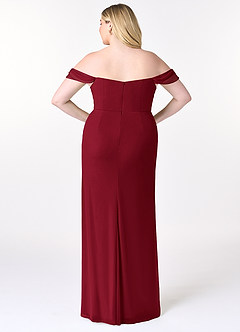 Azazie Tessa Robes de demoiselle d'honneur Robe Fourreau Convertible en Maille Schulterfreier Schatz Bourgogne image9