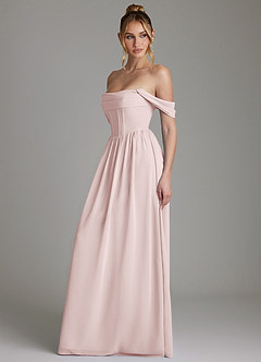 Azazie Caterina Bridesmaid Dresses Blushing Pink A-Line Corset Chiffon Dress image9