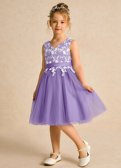 Azazie Butterfly Flower Girl Dresses Tahiti A-Line Lace Dress image4