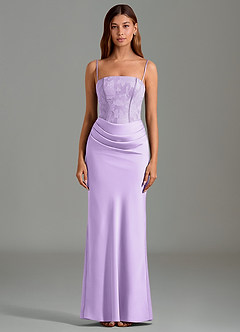 Azazie Emilia Robes de demoiselle d'honneur Robe Sirène en Satin extensible Sans bretelles Lilas image5