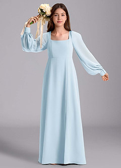 Azazie Bondi Junior Robe Trapèze en Mousseline de soie Blouson Bleu Ciel image5