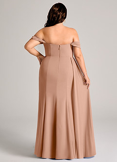 Azazie Amyra Jurken voor bruidsmeisjes Converteerbaar Jurk van Chiffon met Kolom Off the Shoulder Champagne Roos image15