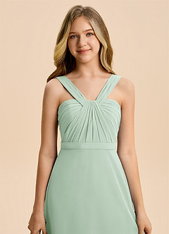 Azazie Allie Junior Agave A-Line Pleated Chiffon Dress image6