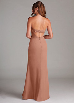 Azazie Leonis Bridesmaid Dresses Champagne Rose Sheath Strapless Chiffon Convertible Dress image5