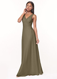 Azazie Nala Bridesmaid Dresses Willow Green A-Line Pleated Chiffon Dress image3