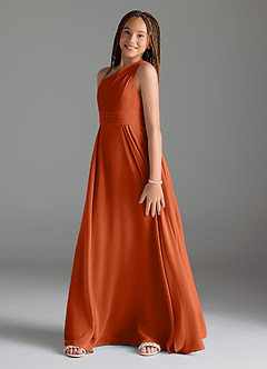 Azazie Dallas Junior Burnt Orange A-Line Pleated Chiffon Dress image4