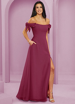 Barbie ♥ Azazie Bridesmaid Dresses Mulberry A-Line Off the Shoulder Chiffon Convertible Dress image4