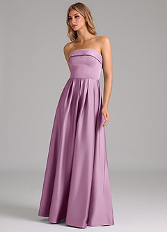 Azazie Lucienne Bridesmaid Dresses Wisteria A-Line Strapless Stretch Satin Convertible Dress image6