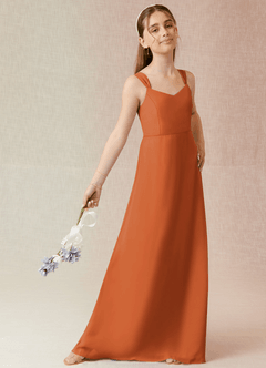 Azazie Denice Junior Cinnamon A-Line Chiffon Dress image4