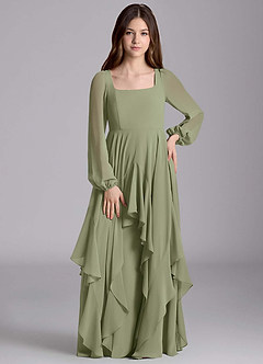 Azazie Clara Junior Klänning av A-Line i Chiffong Blouson image5