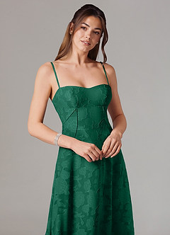 Azazie Valentine Bridesmaid Dresses Emerald A-Line Sweetheart Neckline Floral Burnout Dress image2