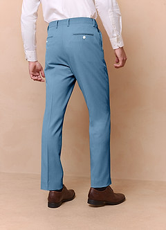 front James Steel Blue Structured Stretch Dress Pants