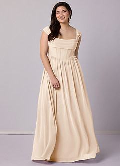 Barbie ♥ Azazie Bridesmaid Dresses White Alabaster A-Line Corset Chiffon Dress image24