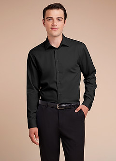 front Jermyn Noir Chemise habillée 100 % coton, infroissable