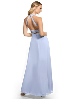 Azazie Clarice Vestidos de damas de honor Vestido de Hielo de Gasa de Corte en A con Halter image4