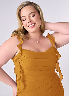 Barbie ♥ Azazie Bridesmaid Dresses Butterscotch Mermaid Corset Chiffon Dress image11