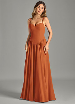 Azazie Evadina Suknie dla druhen Linia A Gorset Szyfon Do ziemi Sukienka image4