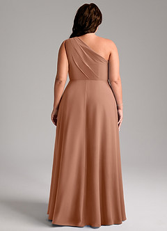 Azazie Phaedra Vestidos de damas de honor Vestido de Bronceador de Gasa de Corte en A con Hombro unilateral image8