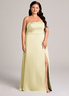 Azazie Wren Brudtärnklänningar Klä av A-Linje i Stretch Satin Axelbandslös Citronsorbet Konvertibel image9