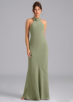 Azazie Velli Bridesmaid Dresses Pistachio Mermaid Bow Chiffon Dress image6