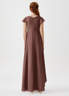 Azazie Breanne Junior Espresso A-Line Chiffon Dress image6