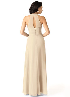 Azazie Danica Bridesmaid Dresses Champagne A-Line Pleated Chiffon Dress image2