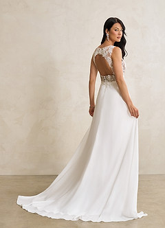 Azazie Trixie Hochzeitskleider A-Linie Pailletten Chiffon Kleid Diamantweiß Kakao image5
