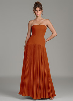 Azazie Yuliana Bridesmaid Dresses Paprika A-Line Strapless Chiffon Dress image1