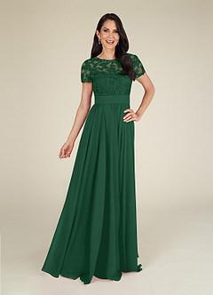 Azazie Annette Kleider für die Brautmutter A-Linie Spitze Chiffon Kleid Dunkelgrün image3
