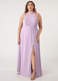Azazie Clarice Bridesmaid Dresses Frosted Lilac A-Line Halter Chiffon Dress image8
