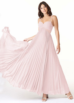Azazie Devyn Brautjungfernkleider A-Linie Korsett Chiffon Kleid Zartrosa image1