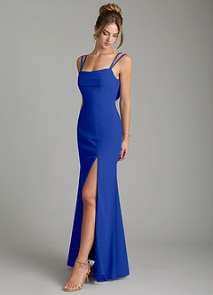 Azazie Egypt Robes de demoiselle d'honneur Robe Fourreau en Mousseline de soie Décolleté en cœur Bleu Roi image4