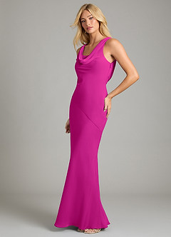 Azazie Rylina Bridesmaid Dresses Fuchsia Mermaid Pleated Chiffon Dress image4