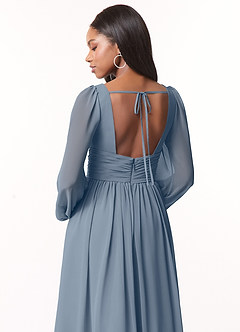 Azazie Norah Bridesmaid Dresses Twilight A-Line V-Neck Long Sleeve Chiffon Dress image3
