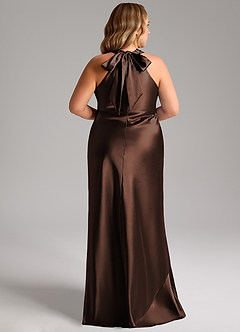 Azazie Doretta Jurken voor bruidsmeisjes Jurk van Metaalachtig Satijn met Zeemeermin Boog Ganache image13