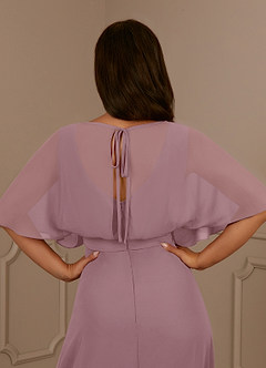 Azazie Oksana Mother of the Bride Dresses Dusty Rose A-Line V-Neck Pleated Chiffon Dress image5