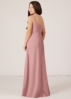 Azazie Renee Junior Dusty Rose A-Line Side Slit Chiffon Dress image4