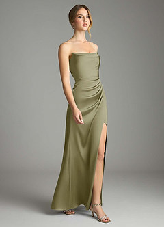 Azazie Leonis Bridesmaid Dresses Pistachio Mermaid Pleated Stretch Satin Convertible Dress image6