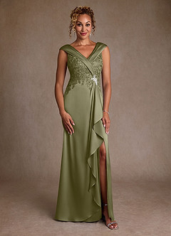 Azazie Santa Monica Mother of the Bride Dresses Pistachio A-Line Lace Dress image3