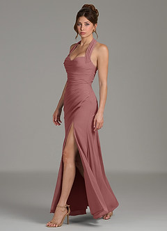 Azazie Destiny Robes de demoiselle d'honneur Robe Sirène en Mousseline de soie Encolure en Forme de Cœur Rose Du Désert image5