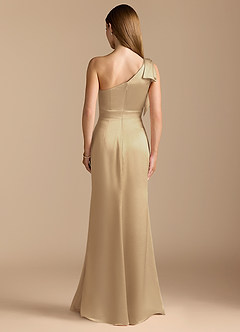 Azazie Rinna Bridesmaid Dresses Champagne Mermaid Ruched Metallic Satin Dress image7